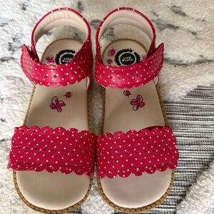Livie & Luca red polka dot sandals big girls size 2 EUC worn once